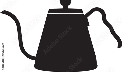 Minimalist black kettle vector illustration isolated on white background