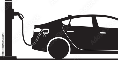 Electric car charging station minimalist vector illustration isolated on white background