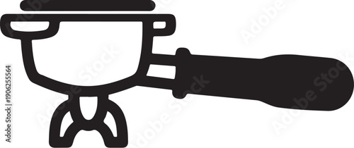 Minimalist coffee maker icon in black and white isolated on white background