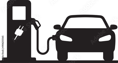 Minimalist electric car charging station vector illustration isolated on white background