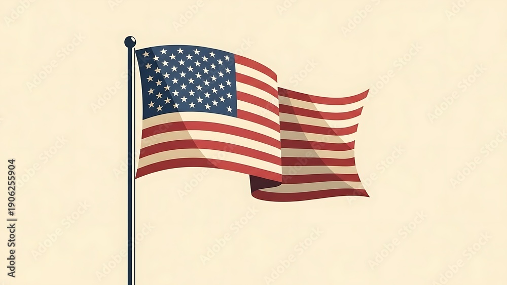 Fototapeta premium American flag waving on a pole