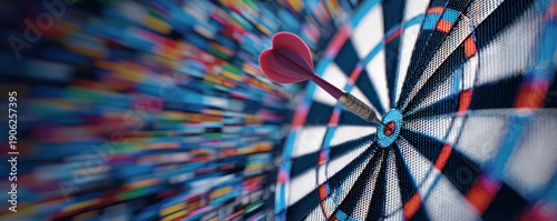 Dart target bullseye success focus accuracy motion blur dartboard game Dart hitting bullseye symbolizing success focus and accuracy with colorful