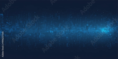 An abstract blue binary code background features futuristic digital rays and tech waves in a dark vector design for a professional business wallpaper