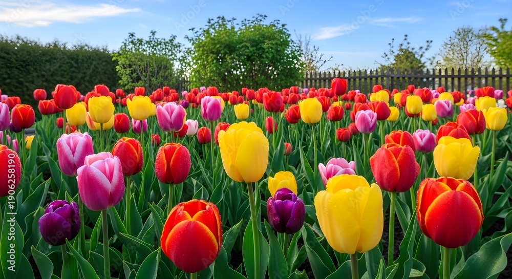 custom made wallpaper toronto digitalColorful tulip field under blue sky