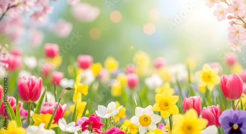 Wallpaper Mural Colorful flowers spring season sunlight Torontodigital.ca