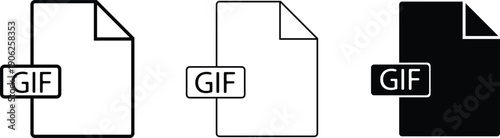 GIF File Icons Vector Set – Animated Image Document Format Symbols