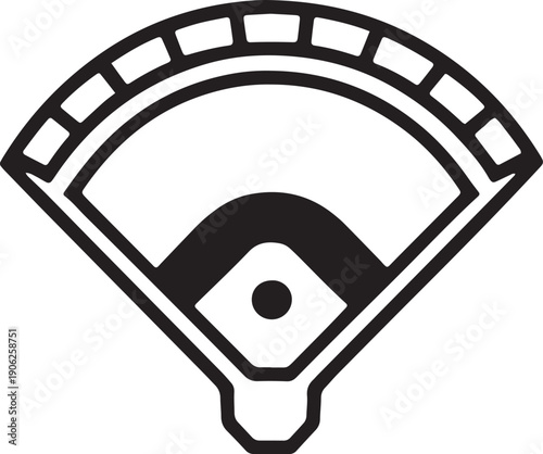 Baseball field diagram from above for game play and sports activity.