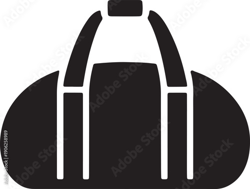 Duffle bag black silhouette with white outline on transparent background