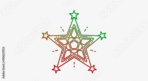 Stylish star icon with a vibrant red to green gradient outline and decorative internal details