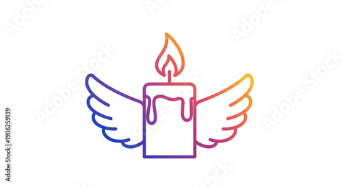 Colorful Gradient Winged Candle Icon Representing Hope and Remembrance Vector Graphic Artwork