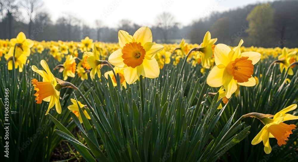 custom made wallpaper toronto digitalField of yellow daffodils in sunlight