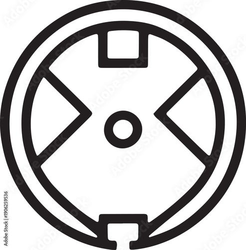 Professional athletic field layout top view icon showing circular stadium boundary and center