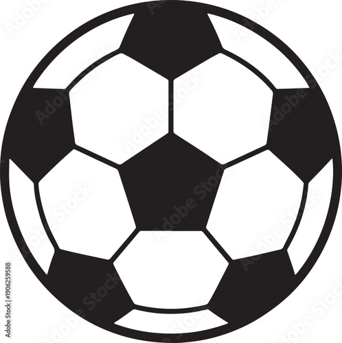 Soccer ball or football flat icon in black on a transparent background, vector design element