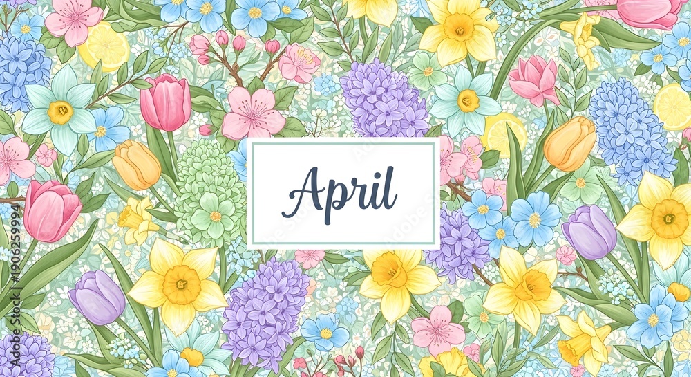 custom made wallpaper toronto digitalFloral pattern with april text
