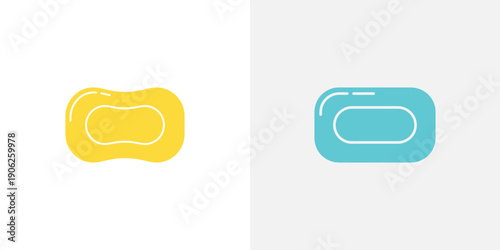 Yellow and blue soap bars with white outlines yellow soap