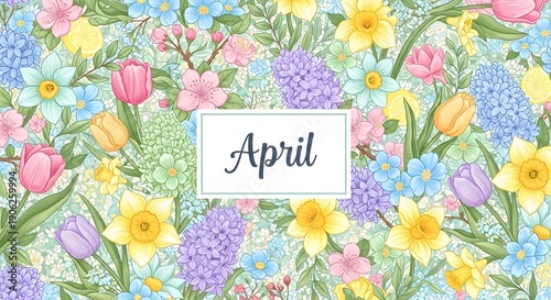 Floral pattern with april text