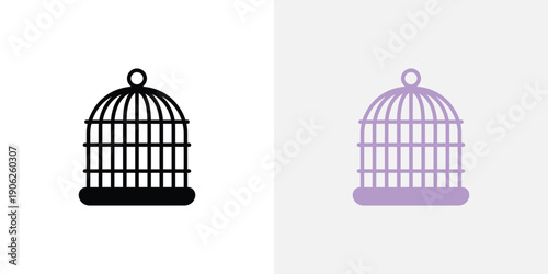 Birdcage in black and purple prison confinement
