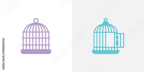 Birdcage in purple and blue