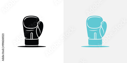 Black and Blue Boxing Gloves on White Background black glove