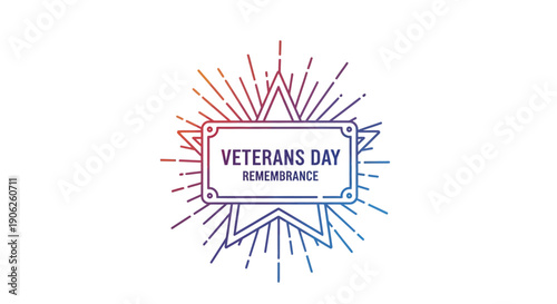 Vibrant gradient line art illustration for Veterans Day remembrance, honoring service and freedom