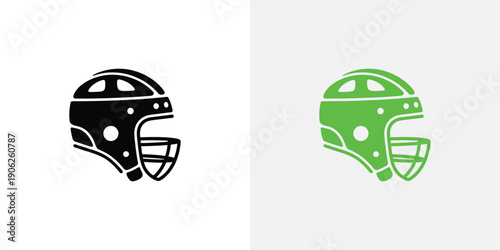 Black and Green Football Helmets Side by Side sport