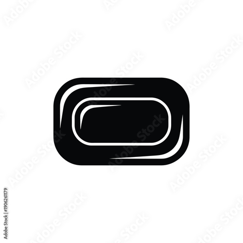 Black and white abstract oval shape with inner lines