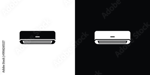 Black and white air conditioner on contrasting backgrounds 2