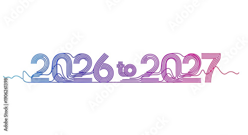 Abstract wavy line gradient text 2026 to 2027 new year concept design and future vision