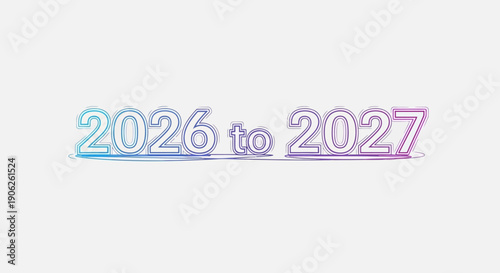 Colorful gradient outline text design for the year transition from 2026 to 2027 modern graphic art
