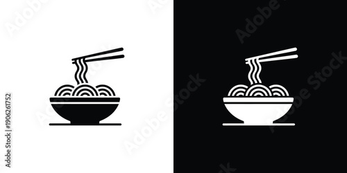 Black and white bowl of noodles with chopsticks food