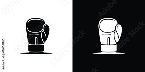 Black and white boxing gloves on contrasting backgrounds
