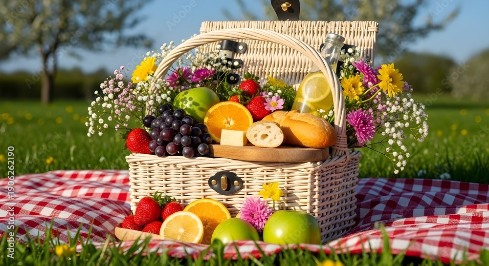 custom made wallpaper toronto digitalPicnic basket with fresh fruits and flowers