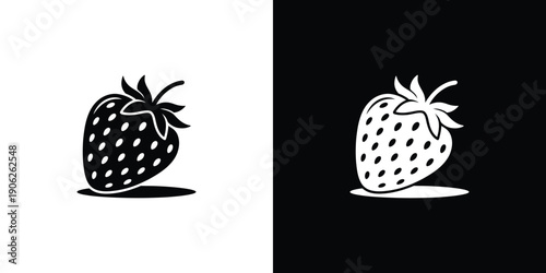 Black and white strawberry on split background fruit 1