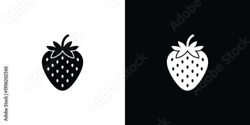 Black and white strawberry on split background fruit 2