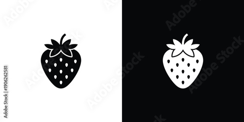 Black and white strawberry on split background fruit 3