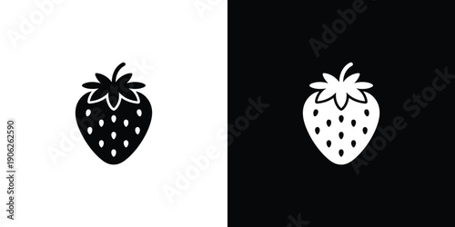 Black and white strawberry on split background fruit