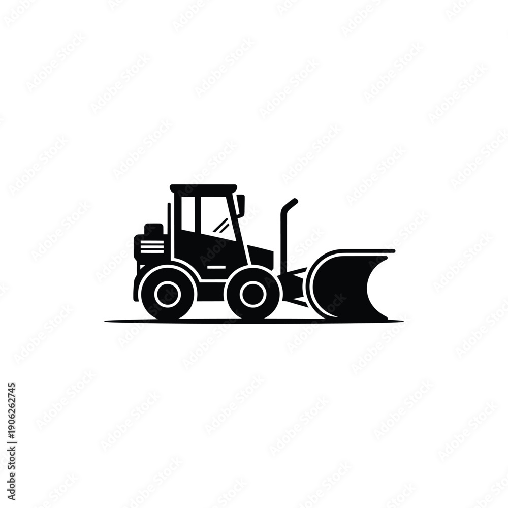 Fototapeta premium Black and white tractor with a front loader attachment