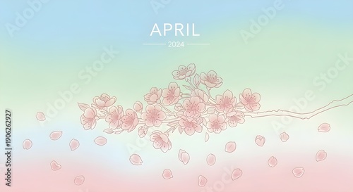 Spring blossom branch illustration