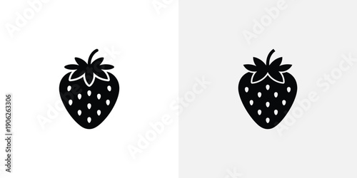 Black silhouette strawberries on white background fruit