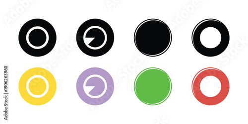 Colorful circular with white inner rings and arrows