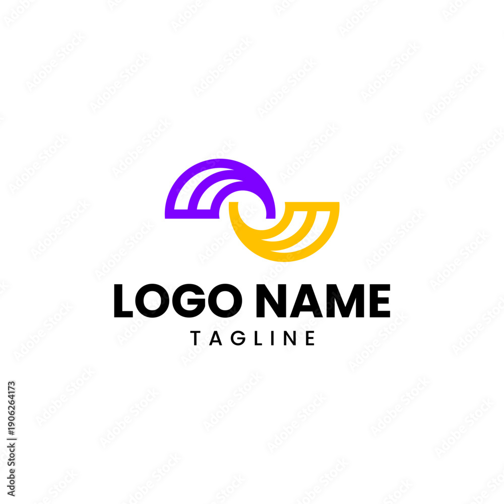 Fototapeta premium Abstract Interlocking Arcs Logo Concept Purple and Gold