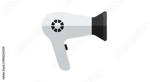 Simple gray and black hair dryer icon on white background.