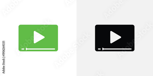 Green and black play button on white background green black white background