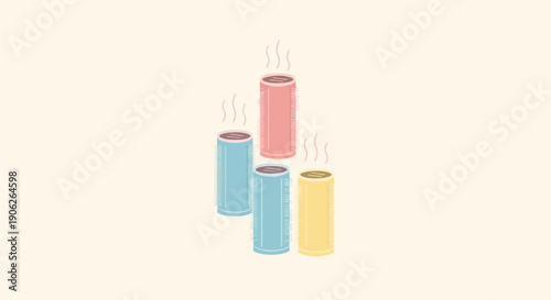 Four candles in different colors arranged in a triangular formation.