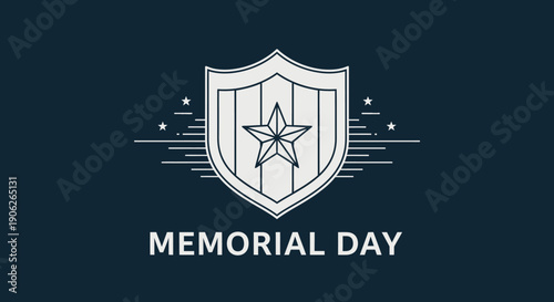 A patriotic Memorial Day emblem with star and shield design on a dark background for remembrance