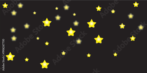 Glowing Yellow Stars on Night Sky Background