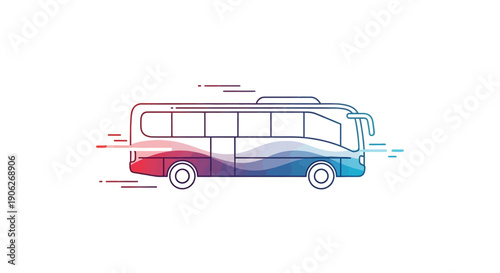 Modern outline bus vector illustration with gradient colors and speed lines representing swift