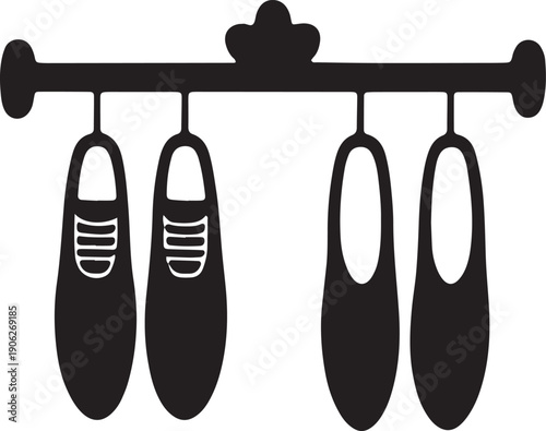 Wedding shoe rack silhouette for couple footwear arrangement on marriage ceremony celebration