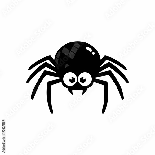 Cute Black Spider Cartoon Character Illustration Isolated on White Background
