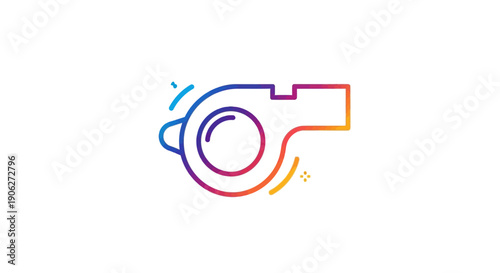 Vibrant gradient line art icon of a sports whistle representing guidance and authority in games